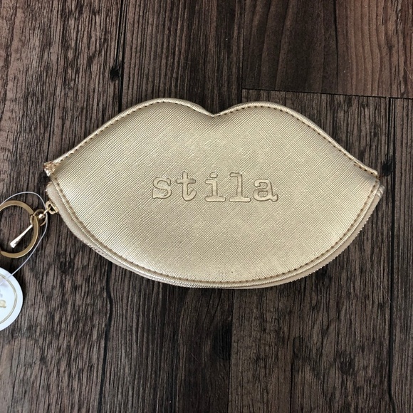 Stila Handbags - STILA Champagne Gold Lips Pouch